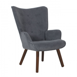 ALMA Πολυθρόνα - Μπερζέρα Σαλονιού - Καθιστικού Καρυδί Ύφασμα Γκρι Velure, K/D  69x76x97cm