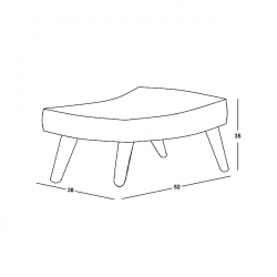 ALMA Σκαμπό - Υποπόδιο, Ύφασμα Velure Γκρι, Πόδια Φυσικό, K/D  52x38x35cm