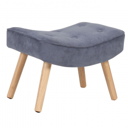 ALMA Σκαμπό - Υποπόδιο, Ύφασμα Velure Ανοιχτό Μπλε, Πόδια Φυσικό, K/D  52x38x35cm