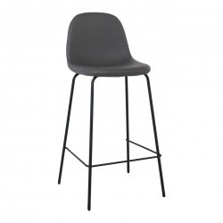 CELINA Σκαμπό BAR με Πλάτη, Κάθισμα H.67cm, Μέταλλο Βαφή Μαύρο, Pvc Γκρι  47x48x67/95cm