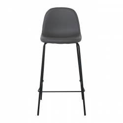 CELINA Σκαμπό BAR με Πλάτη, Κάθισμα H.67cm, Μέταλλο Βαφή Μαύρο, Pvc Γκρι  47x48x67/95cm