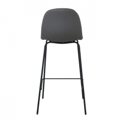 CELINA Σκαμπό BAR με Πλάτη, Κάθισμα H.67cm, Μέταλλο Βαφή Μαύρο, Pvc Γκρι  47x48x67/95cm