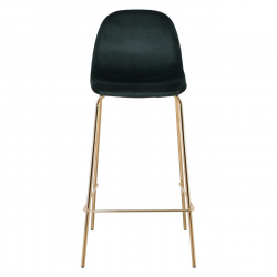 CELINA Σκαμπό BAR με Πλάτη, Βάση Χρώμιο Χρυσό, Ύφασμα Velure Απόχρωση Forest Green  47x48x77/105cm