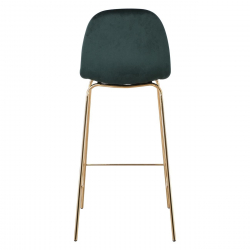 CELINA Σκαμπό BAR με Πλάτη, Βάση Χρώμιο Χρυσό, Ύφασμα Velure Απόχρωση Forest Green  47x48x77/105cm