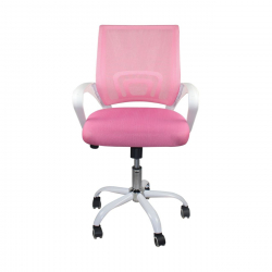 BF2101-SW Πολυθρόνα Γραφείου με Ανάκλιση Άσπρο - Mesh Ροζ  57x53x90/100cm