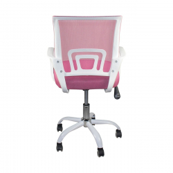 BF2101-SW Πολυθρόνα Γραφείου με Ανάκλιση Άσπρο - Mesh Ροζ  57x53x90/100cm