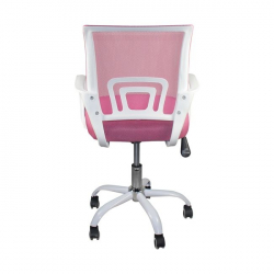 BF2101-SW Πολυθρόνα Γραφείου με Ανάκλιση Άσπρο - Mesh Ροζ  57x53x90/100cm