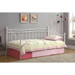 MARIN Set: Daybed με Στρώμα 90x190 + Βοηθητικό Κρεβάτι με Στρώμα 85x185 Μέταλλο Άσπρο  Κρεβάτια:198x97x93+185x85x36cm