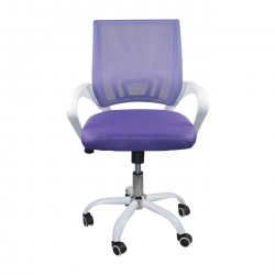 BF2101-SW Πολυθρόνα Γραφείου με Ανάκλιση Μέταλλο Βάση Βαφή Άσπρο - Mesh Μωβ  57x53x90/100cm