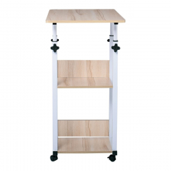 LIFT Βοηθητικό Τραπεζάκι Μέταλλο Βαφή Άσπρο, Melamine Απόχρωση Maple  60x40x78/92cm