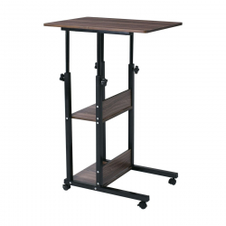 LIFT Βοηθητικό Τραπεζάκι Μέταλλο Βαφή Μαύρο, Melamine Απόχρωση Σκούρο Καρυδί  60x40x78/92cm