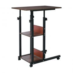 LIFT Βοηθητικό Τραπεζάκι Μέταλλο Βαφή Μαύρο, Melamine Απόχρωση Σκούρο Καρυδί  60x40x78/92cm