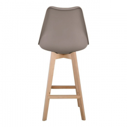 MARTIN Σκαμπό BAR Οξιά Φυσικό, Κάθισμα Η.67cm, PP-Pu Sand Beige, Μονταρισμένη Ταπετσαρία  49x54x67/106cm