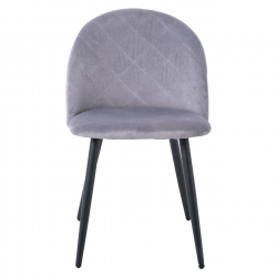 BELLA Καρέκλα Τραπεζαρίας, Μέταλλο Βαφή Μαύρο, Ύφασμα Velure Απόχρωση Γκρι  50x56x80cm