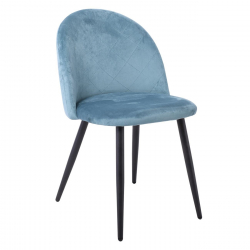 BELLA Καρέκλα Τραπεζαρίας, Μέταλλο Βαφή Μαύρο, Ύφασμα Velure Απόχρωση Petrol  50x56x80cm