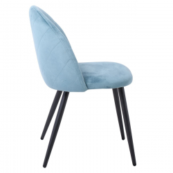 BELLA Καρέκλα Τραπεζαρίας, Μέταλλο Βαφή Μαύρο, Ύφασμα Velure Απόχρωση Petrol  50x56x80cm