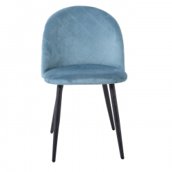 BELLA Καρέκλα Τραπεζαρίας, Μέταλλο Βαφή Μαύρο, Ύφασμα Velure Απόχρωση Petrol  50x56x80cm