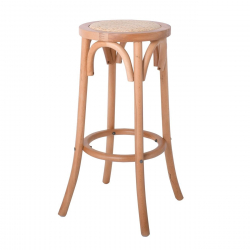 VIENNA Σκαμπό BAR, Ξύλο Οξιά Απόχρωση Φυσικό, Κάθισμα Ψάθα  36x36x71cm