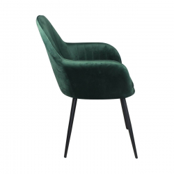 VALERY Πολυθρόνα Μέταλλο Βαφή Μαύρο, Ύφασμα Velure, Απόχρωση Forest Green  55x61x87cm