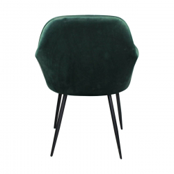 VALERY Πολυθρόνα Μέταλλο Βαφή Μαύρο, Ύφασμα Velure, Απόχρωση Forest Green  55x61x87cm