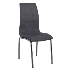 MELVA Καρέκλα Τραπεζαρίας - Κουζίνας, Μέταλλο Χρώμιο, PU Γκρι  42x60x102cm