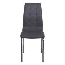 MELVA Καρέκλα Τραπεζαρίας - Κουζίνας, Μέταλλο Χρώμιο, PU Γκρι  42x60x102cm