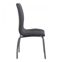 MELVA Καρέκλα Τραπεζαρίας - Κουζίνας, Μέταλλο Χρώμιο, PU Γκρι  42x60x102cm