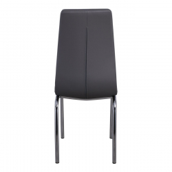 MELVA Καρέκλα Τραπεζαρίας - Κουζίνας, Μέταλλο Χρώμιο, PU Γκρι  42x60x102cm