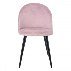 BELLA Καρέκλα Τραπεζαρίας, Μέταλλο Βαφή Μαύρο, Ύφασμα Velure Απόχρωση Dirty Pink  50x56x80cm