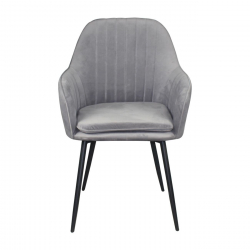 VALERY Πολυθρόνα Μέταλλο Βαφή Μαύρο, Ύφασμα Velure, Απόχρωση Γκρι  55x61x87cm