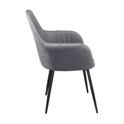 VALERY Πολυθρόνα Μέταλλο Βαφή Μαύρο, Ύφασμα Velure, Απόχρωση Γκρι  55x61x87cm