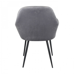 VALERY Πολυθρόνα Μέταλλο Βαφή Μαύρο, Ύφασμα Velure, Απόχρωση Γκρι  55x61x87cm