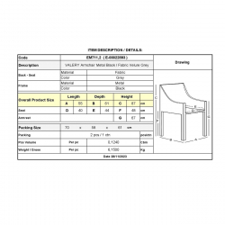 VALERY Πολυθρόνα Μέταλλο Βαφή Μαύρο, Ύφασμα Velure, Απόχρωση Γκρι  55x61x87cm