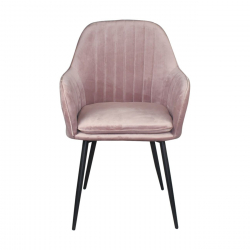 VALERY Πολυθρόνα Μέταλλο Βαφή Μαύρο, Ύφασμα Velure, Απόχρωση Dirty Pink  55x61x87cm