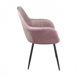 VALERY Πολυθρόνα Μέταλλο Βαφή Μαύρο, Ύφασμα Velure, Απόχρωση Dirty Pink  55x61x87cm