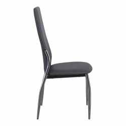 FRESH Καρέκλα Τραπεζαρίας Κουζίνας Μέταλλο Χρώμιο, Pu Γκρι  45x52x100cm