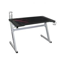 GAMING Γραφείο 120x60cm τ.Carbon Μέταλλο Βαφή Άσπρο  120x60x75cm