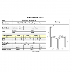 CELINA Καρέκλα Μέταλλο Βαφή Μαύρο, Pvc Cappuccino  45x54x85cm