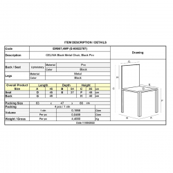 CELINA Καρέκλα Μέταλλο Βαφή Μαύρo, Pvc Μαύρο  45x54x85cm