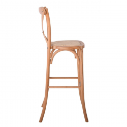 DESTINY Σκαμπό BAR, Ξύλο Οξιά Απόχρωση Φυσικό, Κάθισμα Ψάθα, Στοιβαζόμενο  45x48x110cm