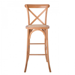 DESTINY Σκαμπό BAR, Ξύλο Οξιά Απόχρωση Φυσικό, Κάθισμα Ψάθα, Στοιβαζόμενο  45x48x110cm