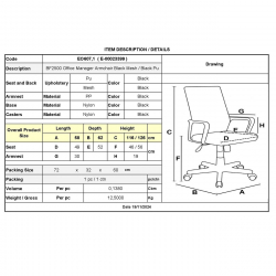 BF2500 Πολυθρόνα Γραφείου Διευθυντή Mesh Μαύρο - Pu Μαύρο  58x62x116/126cm