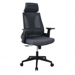 BF8750 Πολυθρόνα Γραφείου Διευθυντή, Mesh Γκρι, Ύφασμα Γκρι  65x64x117/127cm