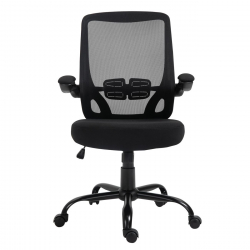 BF2930W Πολυθρόνα Γραφείου Ανακλινόμενα Μπράτσα, Μέταλλο Βάση, Mesh - Ύφασμα Μαύρο  60x62x99/109cm