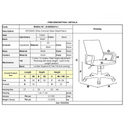 BF2930W Πολυθρόνα Γραφείου Ανακλινόμενα Μπράτσα, Μέταλλο Βάση, Mesh - Ύφασμα Μαύρο  60x62x99/109cm