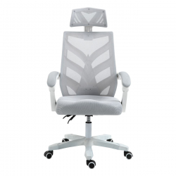 BF2985 Πολυθρόνα Γραφείου Διευθυντή, Άσπρο - Mesh Γκρι  60x66x111/121cm