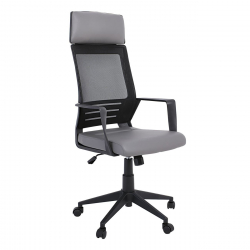 BF2500 Πολυθρόνα Γραφείου Διευθυντή Mesh Μαύρο - Pu Γκρι  58x62x116/126cm