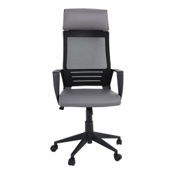 BF2500 Πολυθρόνα Γραφείου Διευθυντή Mesh Μαύρο - Pu Γκρι  58x62x116/126cm