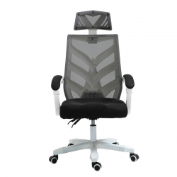 BF2985 Πολυθρόνα Γραφείου Διευθυντή, Άσπρο - Mesh Μαύρο  60x66x111/121cm