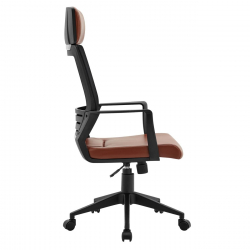 BF2500 Πολυθρόνα Γραφείου Διευθυντή Mesh Μαύρο - Pu Καφέ  58x62x116/126cm